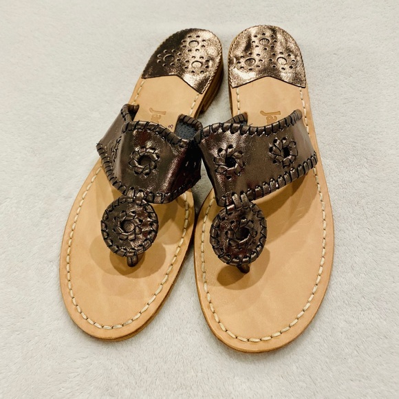 NEW RARE Jack Rogers Navajo Flats Sandals Pewter - Picture 4 of 8